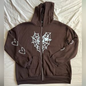 heart spiderweb zip up hoodie